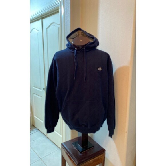 VINTAGE CHAMPION MENS HOODIE JUMPER NAVY BLUE SIZE X-LARGE - Picture 1 of 8